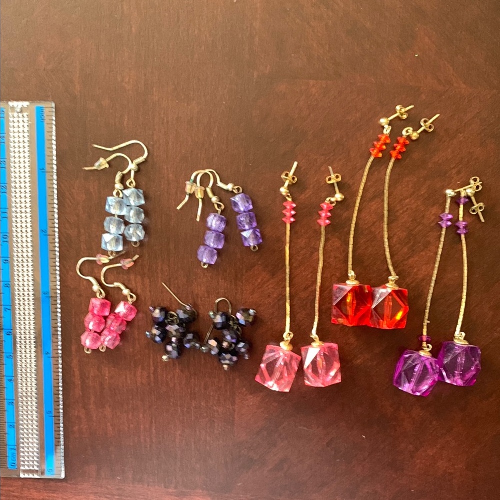 7 Pairs Elegant Multicolor Beaded Earrings Set Costume Jewlery (J131)